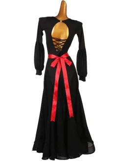 Lycra Salle de bal noire de danse Costumes Femmes Spandex Ensemble Robe de danse Robe