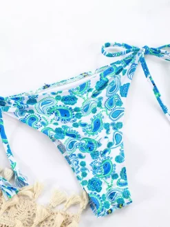 Maillot de bain 2 pièces bikini string à volants en dentelle imprimé bohème pour l'été 2026