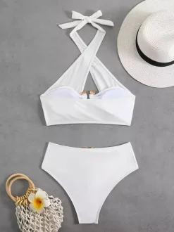 Maillot de bain 2 pièces croisé devant bikini dos nu été 2026