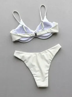 Maillot de bain bikini femme noir avec détails métalliques maillot de bain d'été pour la plage