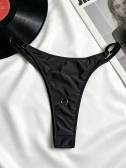 Maillot de bain bikini noir pour femme ensemble sexy d'été avec soutien-gorge dos nageur