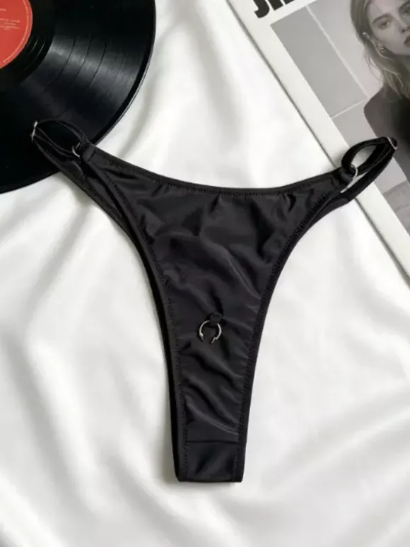 Maillot de bain bikini noir pour femme ensemble sexy d'été avec soutien-gorge dos nageur