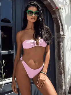 Maillot de bain bikini pour femme avec 艙illets blancs maillot de bain sexy d'été