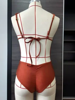 Maillot de bain bikini pour femme marron taille naturelle maillot de bain d'été pour la plage