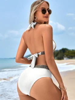 Maillot De Bain Bikini Sexy Femme Noir Ensemble Maillot De Bain De Plage D'Été