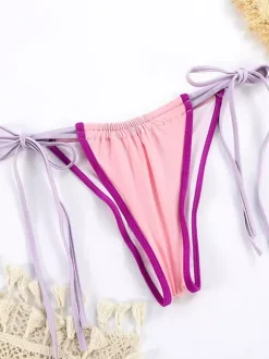 Maillot de bain deux pièces sexy à cordon de couleur contrastée pour l'été 2026
