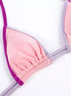 Maillot de bain deux pièces sexy à cordon de couleur contrastée pour l'été 2026
