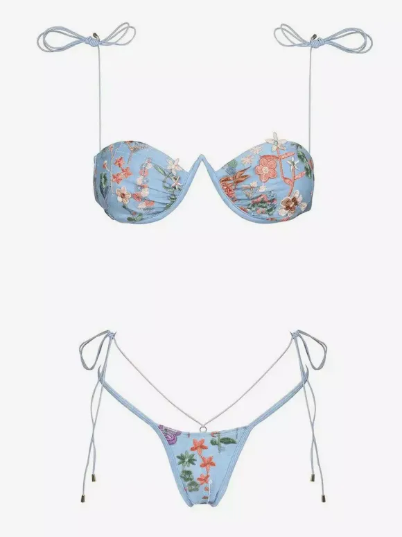 Maillot de bain deux pièces sexy avec string brodé pour l'été 2026