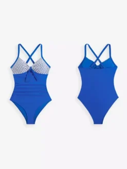 Maillot de bain une pièce à col en V et empiècements en dentelle pour l'été 2026