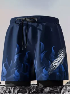 Maillot de bain une pièce pour homme short de bain anti-embarras double couche séchage rapide grande taille ensemble complet pour adultes