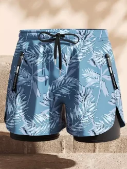 Maillot de bain une pièce pour homme short de bain anti-embarras double couche séchage rapide grande taille ensemble complet pour adultes