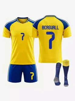 Maillot de Foot Suède Domicile 2026 Gyökeres n°17 Isak n° 9 Ensemble 3 Pièces Tenue de Sport