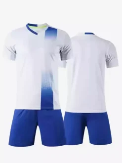Maillot de football blanc et bleu personnalisé uniforme d'équipe de football vêtements de sport d'entraînement