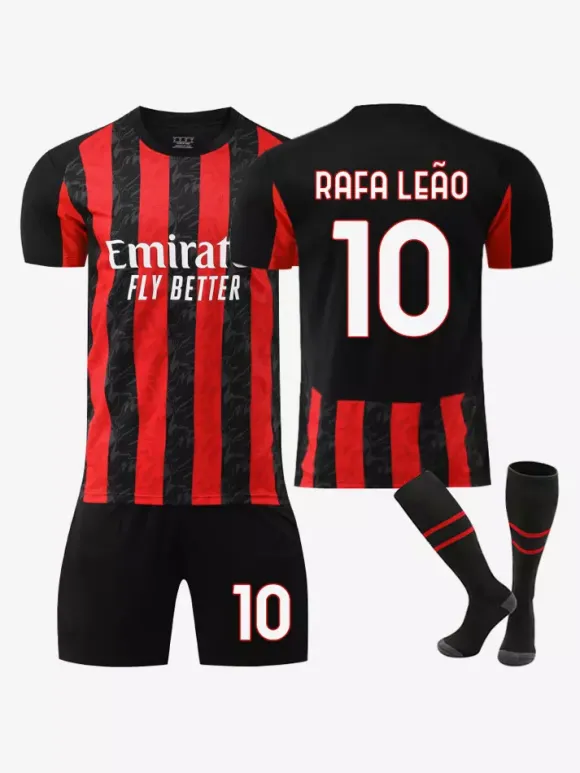 Maillot de football domicile du club 25/26 n° 10 RAFAEL LEÃO n° 11 PULISIC Ensembles de vêtements de sport 3 pièces pour homme