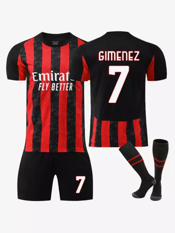 Maillot de football domicile du club 25/26 n° 10 RAFAEL LEÃO n° 11 PULISIC Ensembles de vêtements de sport 3 pièces pour homme