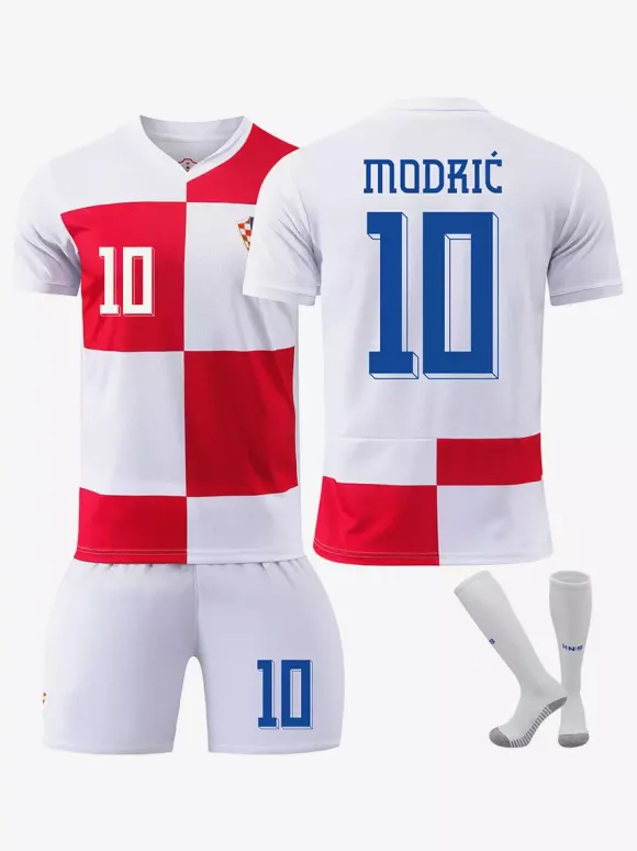 Maillot de football domicile Croatie Coupe d'Europe n°10 Modric