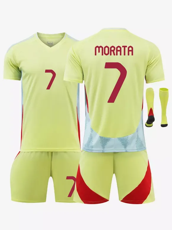 Maillot de football extérieur N°19 LAMINE YAMAL Championnat d'Europe Hommes Ensemble 3 pièces