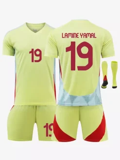 Maillot de football extérieur N°19 LAMINE YAMAL Championnat d'Europe Hommes Ensemble 3 pièces