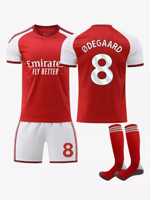 Maillot domicile Arsenal 26/27 n° 7 Saka n° 8 Ødegaard n° 14 Gyökeres ensemble de football junior 3 pièces