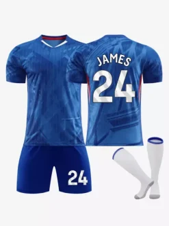Maillot domicile bleu 25/26 du club de football ENZO et JAMES ensemble 3 pièces pour homme vêtements de sport