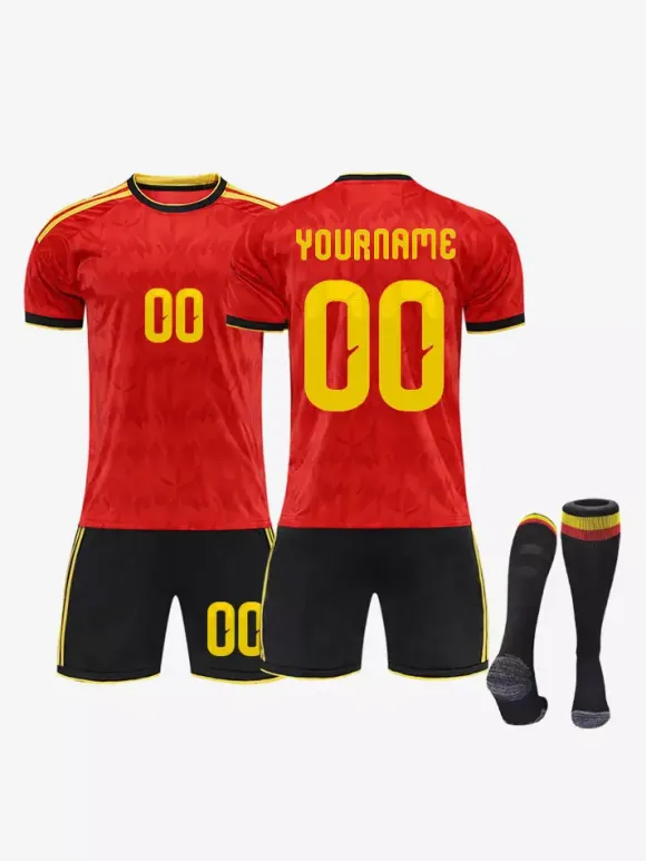 Maillot domicile de l'équipe nationale belge 2026 ensemble personnalisé 3 pièces pour adultes et enfants