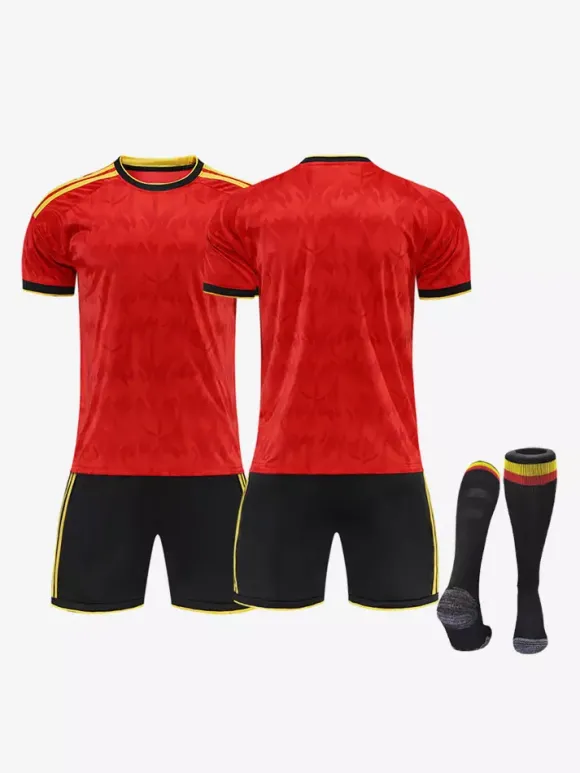 Maillot domicile de l'équipe nationale belge 2026 ensemble personnalisé 3 pièces pour adultes et enfants