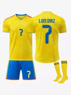 Maillot domicile de l'équipe de Colombie 2026 n° 7 Diaz n° 10 James Rodriguez n° 6 Rios : ensemble 3 pièces pour adultes et enfants