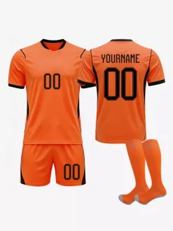 Maillot domicile de l'équipe nationale de football des Pays-Bas 2026 ensemble personnalisé 3 pièces pour adultes et enfants