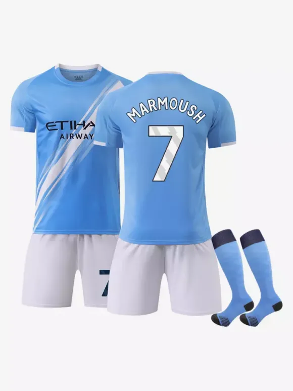 Maillot domicile du club de football 25/26 n° 9 Haaland n° 47 Foden n° 17 De Bruyne ensemble 3 pièces