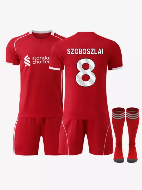 Maillot domicile du club de football Isak n° 7 Writz n° 9 25/26 ensemble 3 pièces rouge Salah pour enfants et adultes