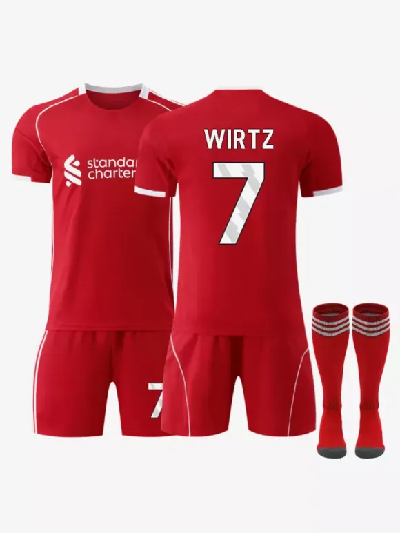 Maillot domicile du club de football Isak n° 7 Writz n° 9 25/26 ensemble 3 pièces rouge Salah pour enfants et adultes