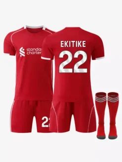 Maillot domicile du club de football Isak n° 7 Writz n° 9 25/26 ensemble 3 pièces rouge Salah pour enfants et adultes