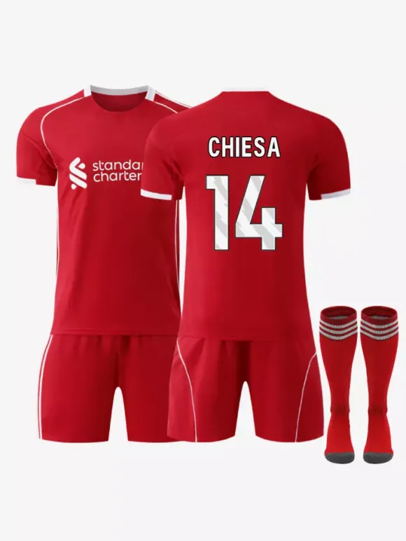 Maillot domicile du club de football Isak n° 7 Writz n° 9 25/26 ensemble 3 pièces rouge Salah pour enfants et adultes