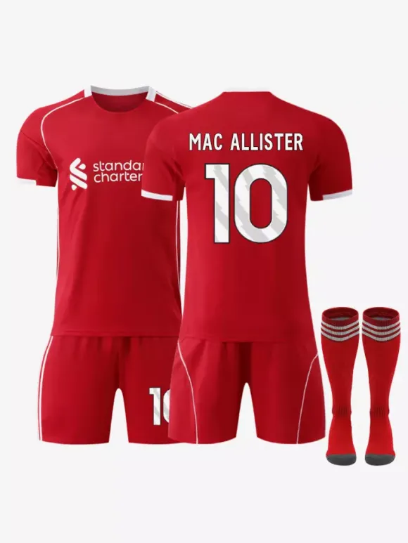 Maillot domicile du club de football Isak n° 7 Writz n° 9 25/26 ensemble 3 pièces rouge Salah pour enfants et adultes