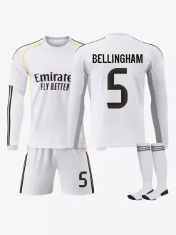 Maillot domicile manches longues 25/26 du club de football n° 10 Mbappé n° 7 Vini. JR ensemble 3 pièces