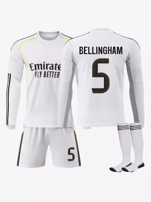 Maillot domicile manches longues 25/26 du club de football n° 10 Mbappé n° 7 Vini. JR ensemble 3 pièces