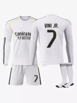 Maillot domicile manches longues 25/26 du club de football n° 10 Mbappé n° 7 Vini. JR ensemble 3 pièces