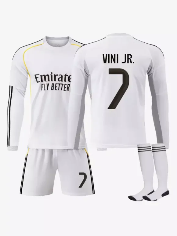Maillot domicile manches longues 25/26 du club de football n° 10 Mbappé n° 7 Vini. JR ensemble 3 pièces