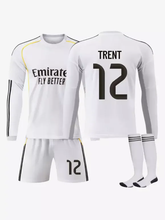 Maillot domicile manches longues 25/26 du club de football n° 10 Mbappé n° 7 Vini. JR ensemble 3 pièces