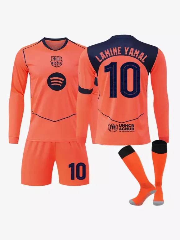Maillot extérieur à manches longues 3 pièces 25/26 n°10 Lamine Yamal n°14 Rashford Football Club