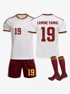 Maillot extérieur de l'équipe nationale espagnole 2026 n° 19 Yamal et n° 17 Williams ensemble 3 pièces pour adultes et enfants