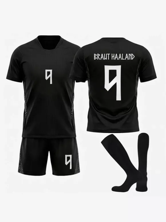 Maillot extérieur de l'équipe nationale de Norvège 2026 n° 9 Erlend Haaland ensemble 3 pièces vêtements de sport pour tournoi
