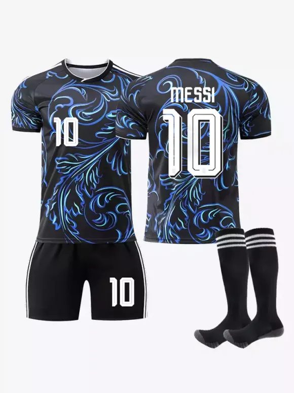Maillot extérieur n° 10 de l'équipe d'Argentine 2026 manches courtes ensemble 3 pièces pour adultes et enfants