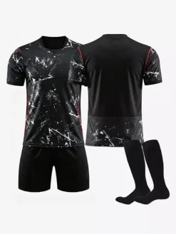Maillot extérieur noir à manches courtes personnalisé style équipe nationale du Canada 2026 ensemble 3 pièces