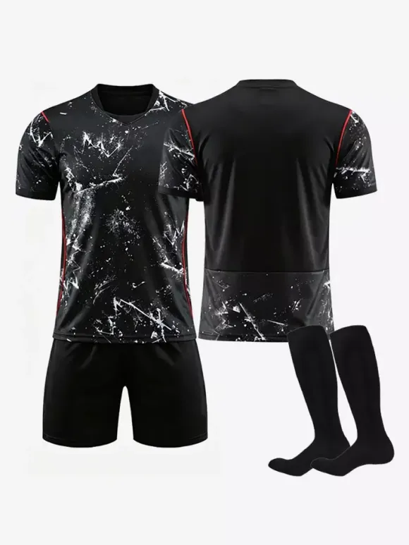 Maillot extérieur noir à manches courtes personnalisé style équipe nationale du Canada 2026 ensemble 3 pièces