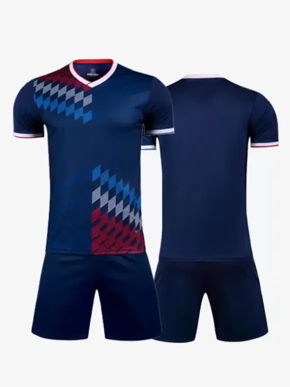 Maillot Football Flocage Logo Personnalisé 2 Pièces Homme Femme Enfant Noir