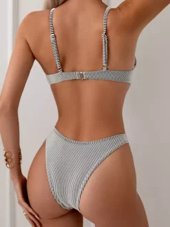 Maillot de bain bikini pour femme gris foncé maillot de bain d'été pour la plage