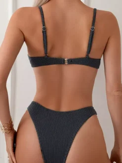 Maillot de bain bikini pour femme gris foncé maillot de bain d'été pour la plage