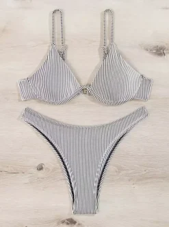 Maillot de bain bikini pour femme gris foncé maillot de bain d'été pour la plage