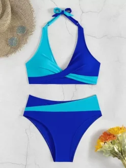 Maillot de bain bikini rose à lacets pour femme maillot de bain sexy d'été